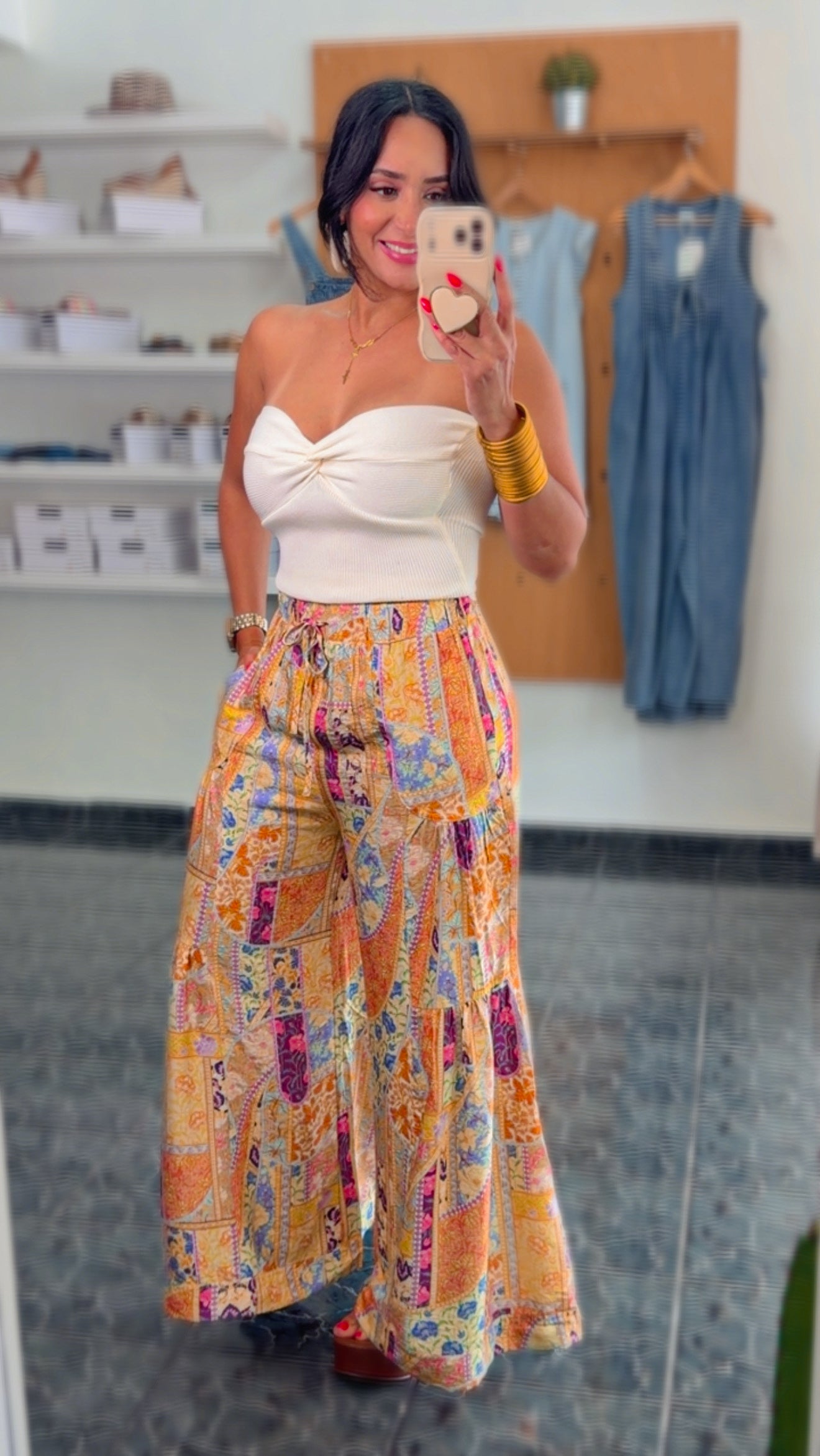 Gypsy Mixed Print Wide Leg Pants