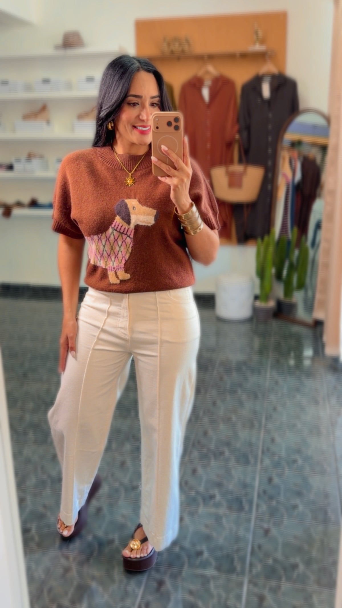 Ivory High Rise Wide Leg Denim Pants