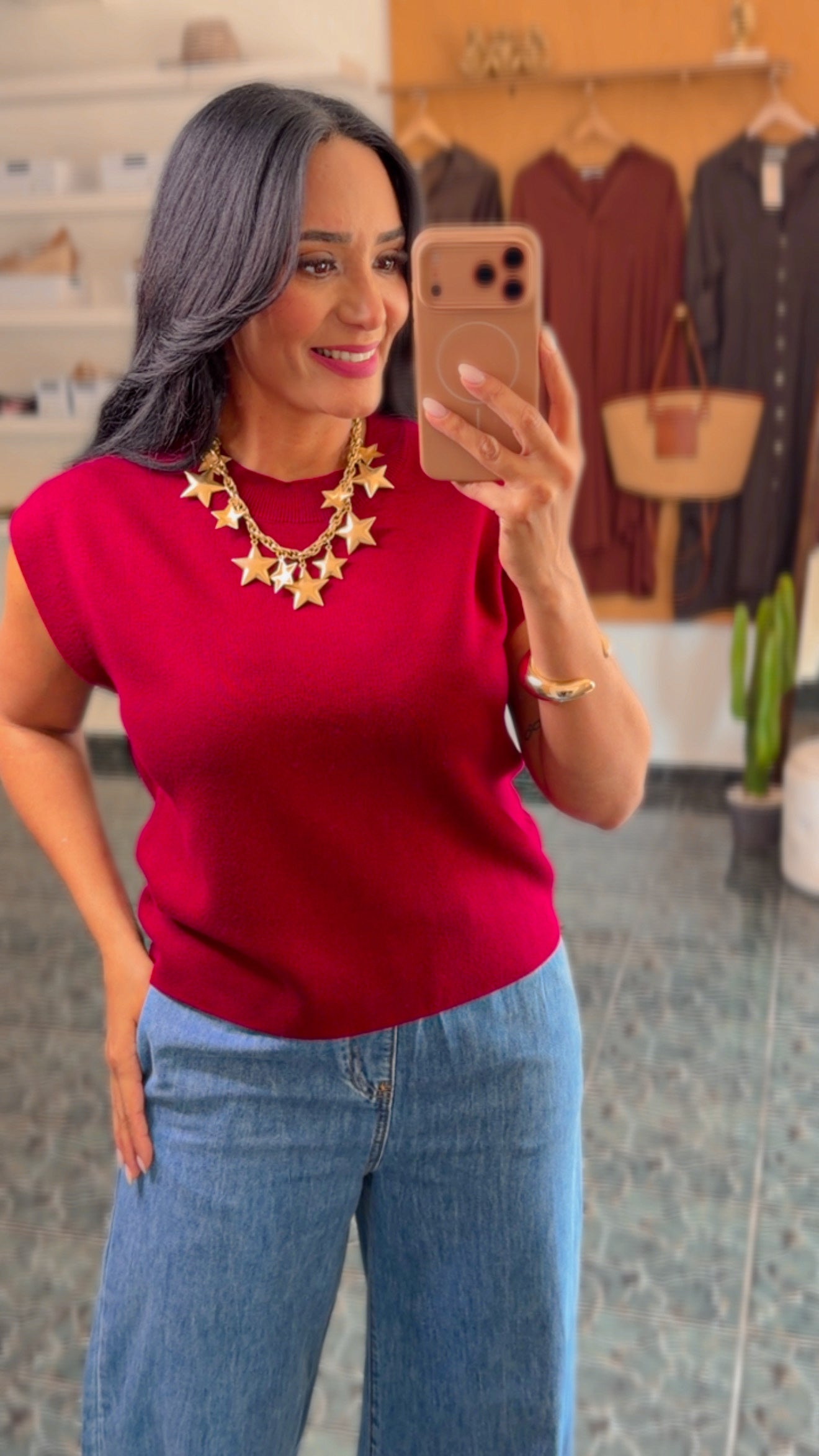 Burgundy Viscose Sweater Top