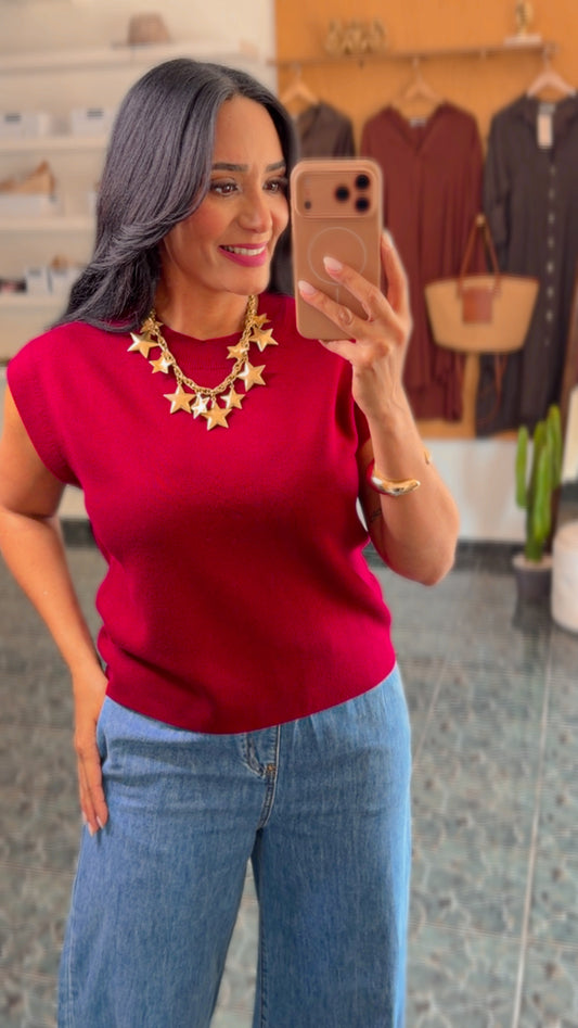 Burgundy Viscose Sweater Top