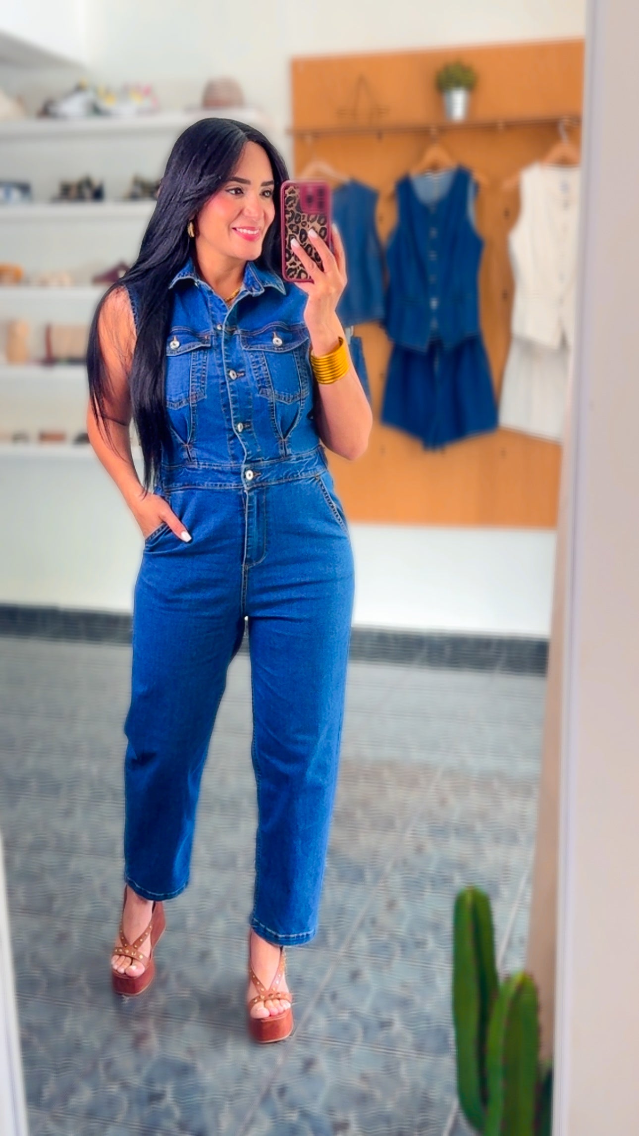 Denim Sleeveless Spandex Jumpsuit