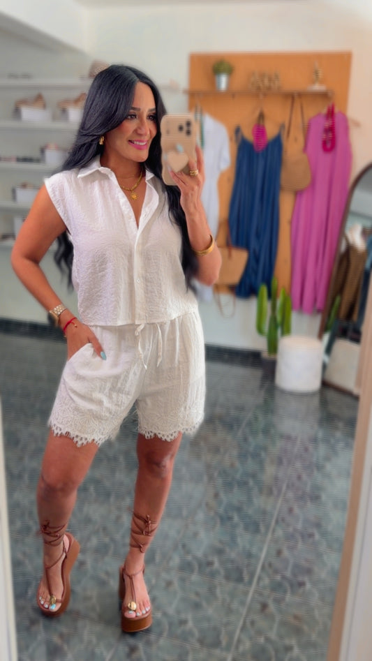 Italy White Viscose Set