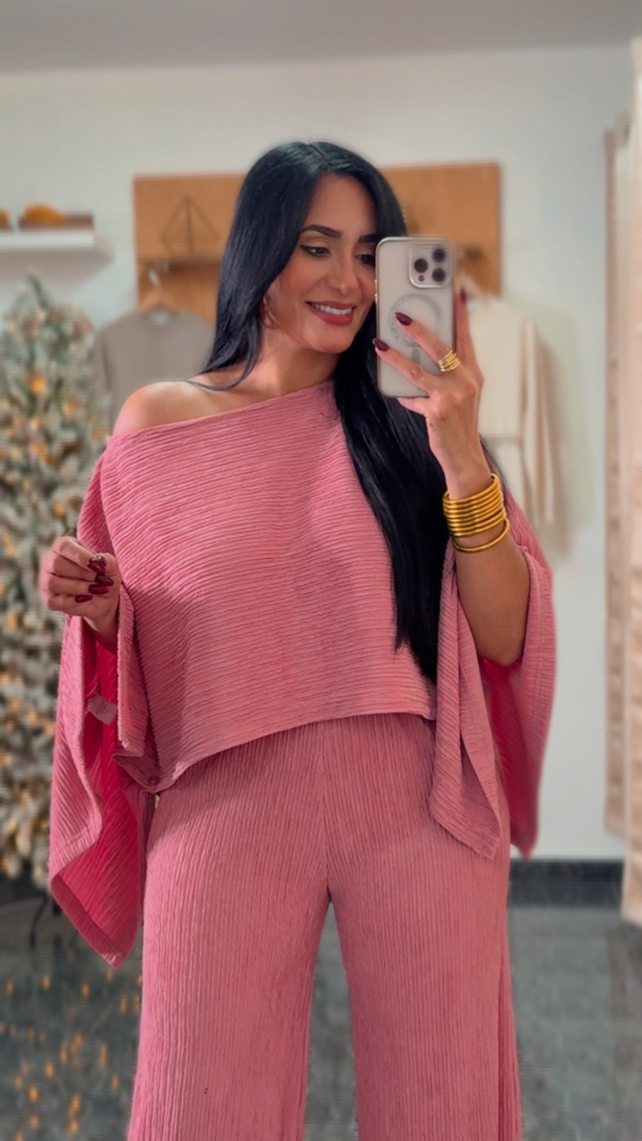 Rose Kimono Cape Pants Set