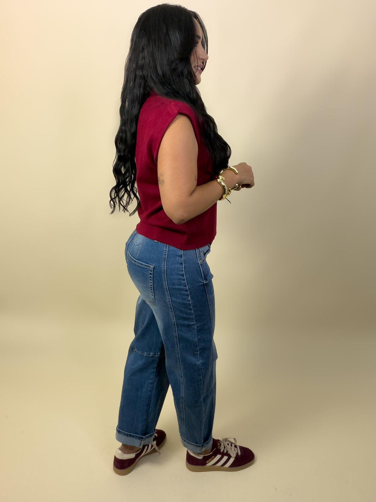 Burgundy Viscose Sweater Top