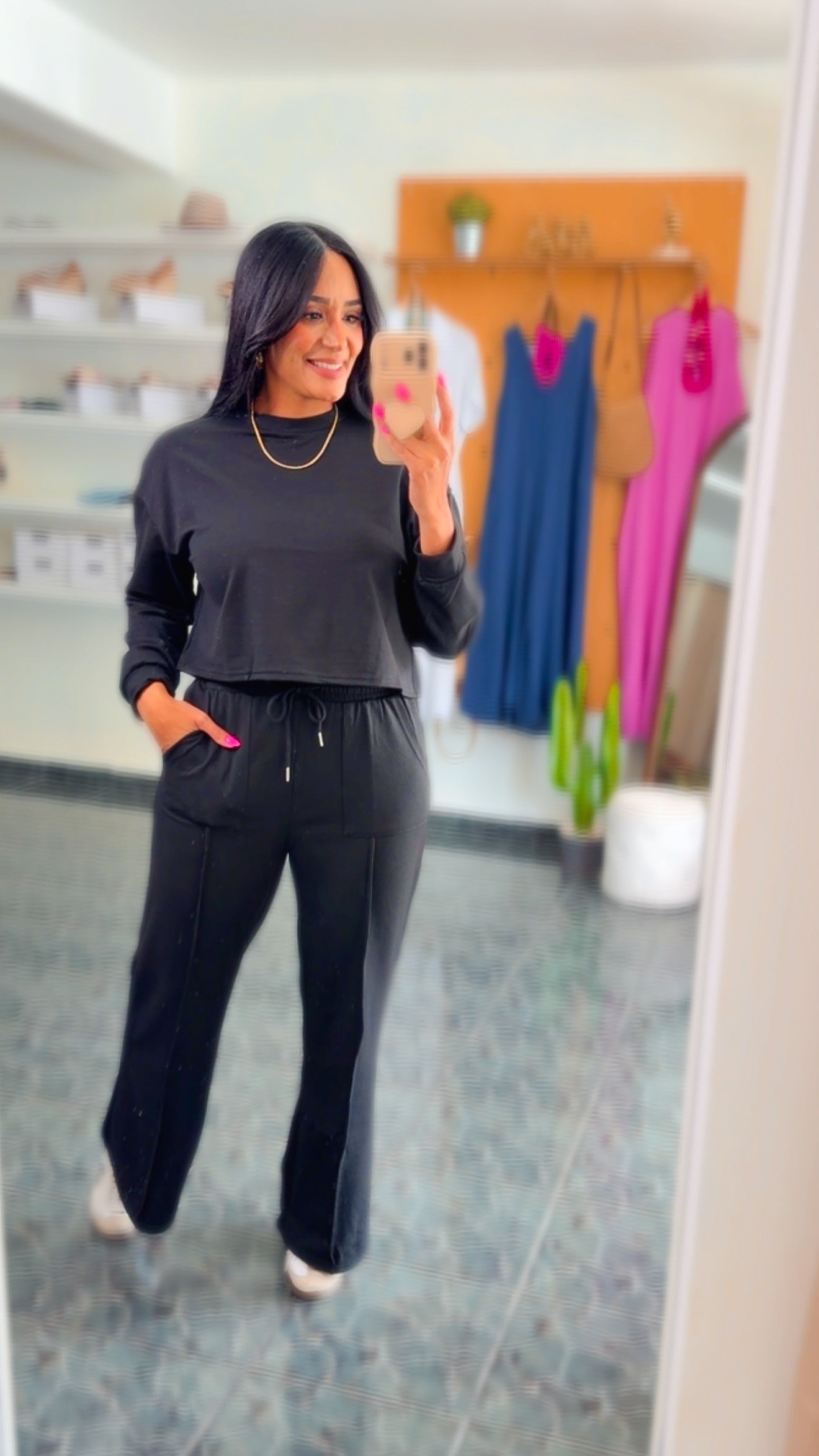 Black Seam Detail Spandex Travel Set