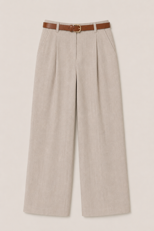 Sand Linen Belted Pants