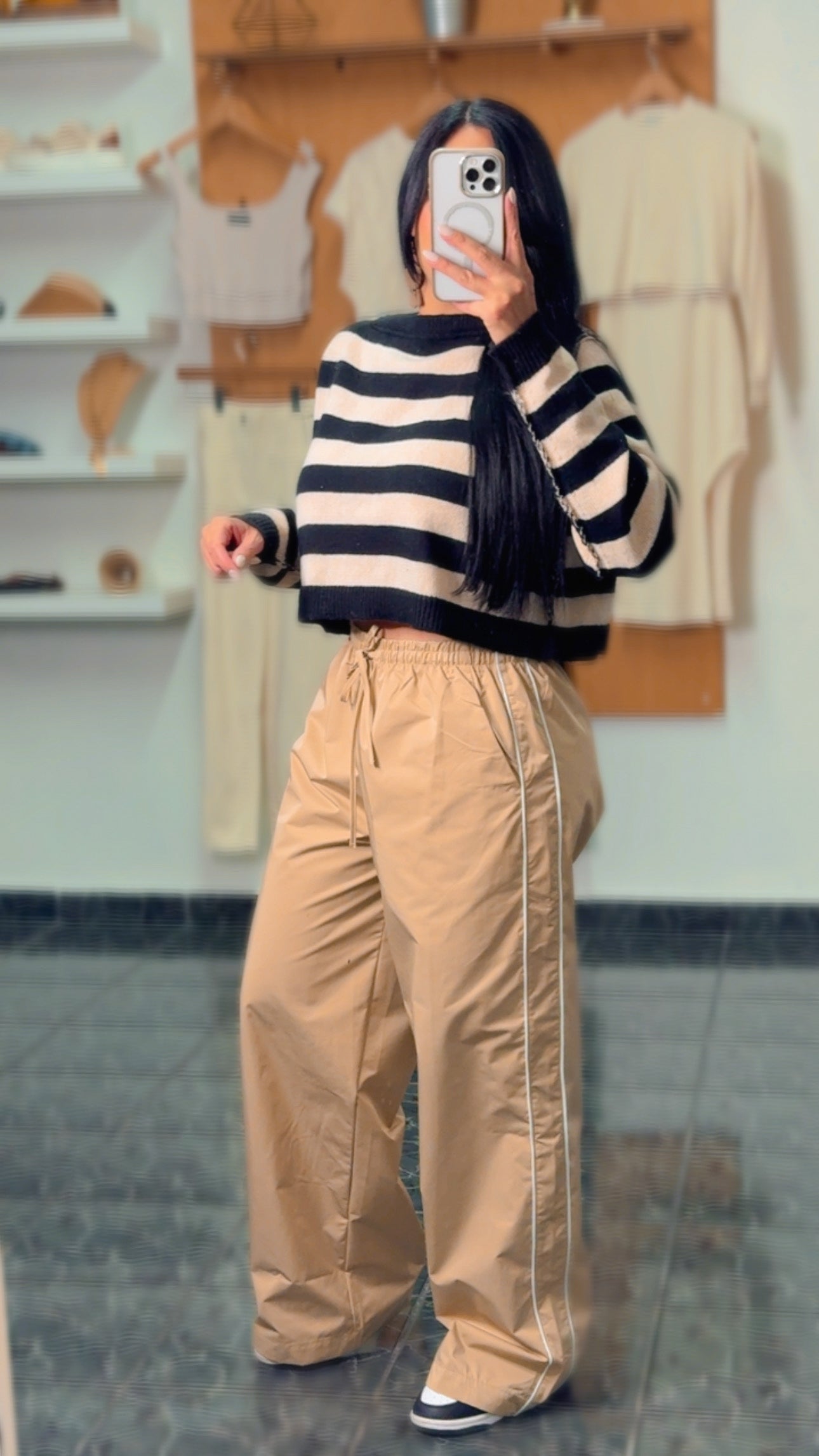 Taupe Lines Impermeable Pants