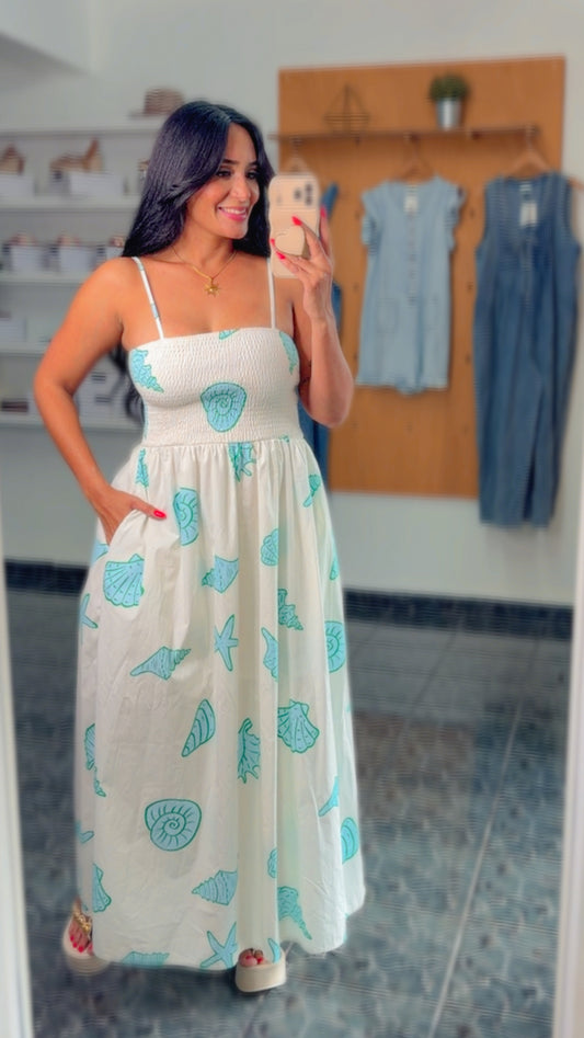 Smocked Sea Maxi Dress