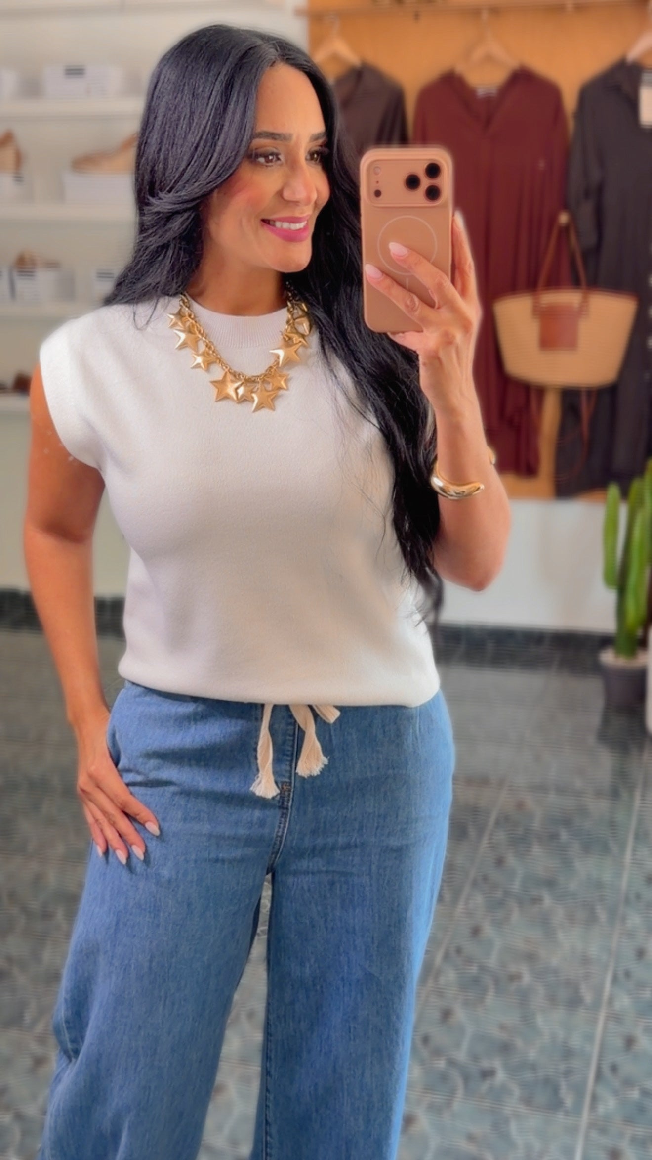 Ivory Viscose Sweater Top