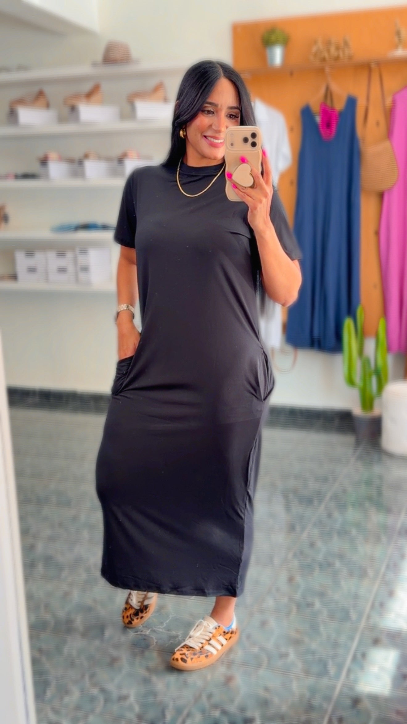 Black Spandex Pocket Tee Dress