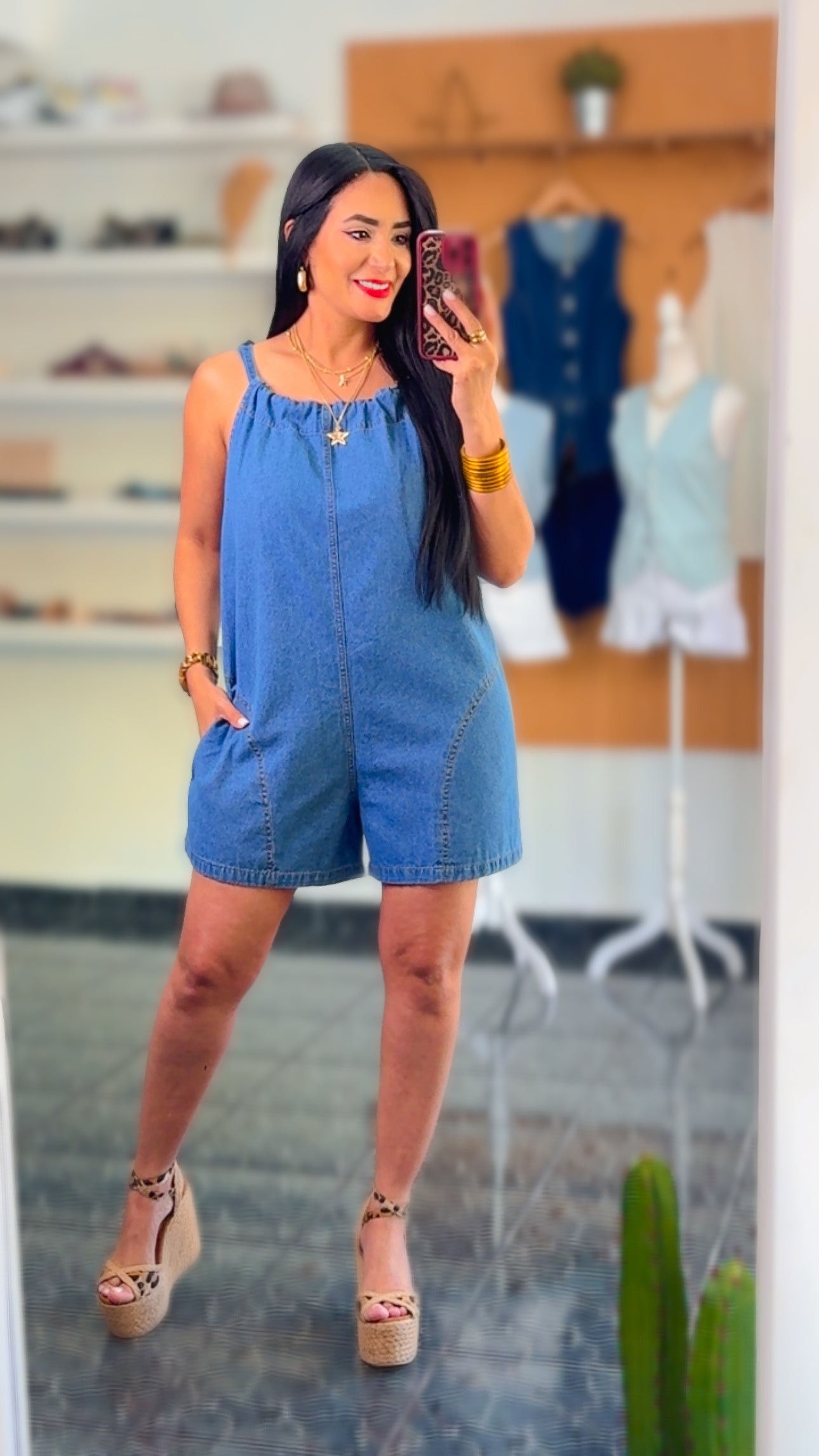 Lorena Denim Romper