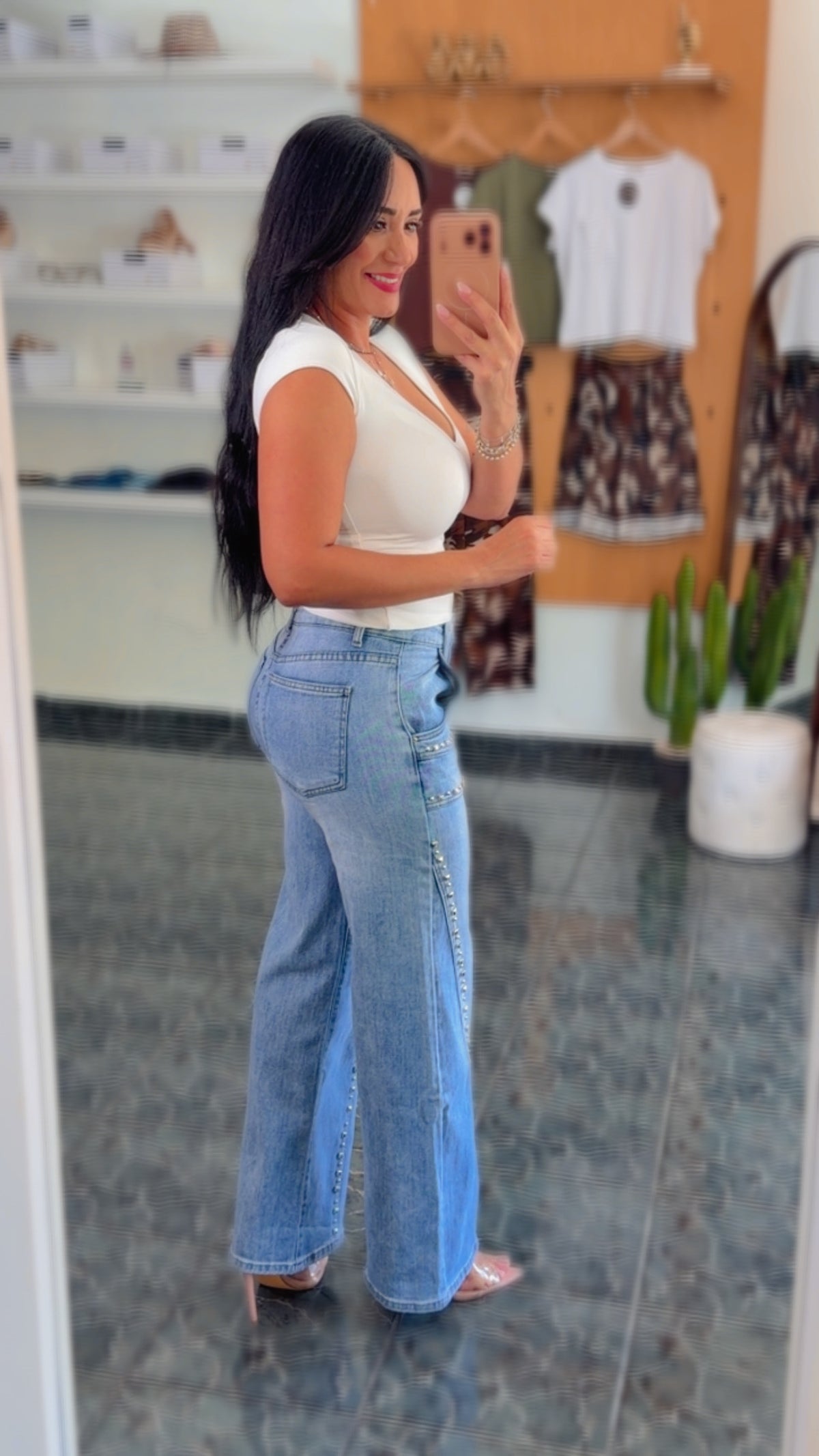 Silver Studded Muse Wide Leg Jeans