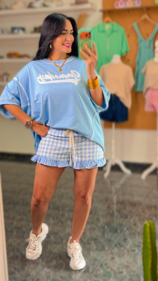 Game Day Baby Blue Oversized Shirt