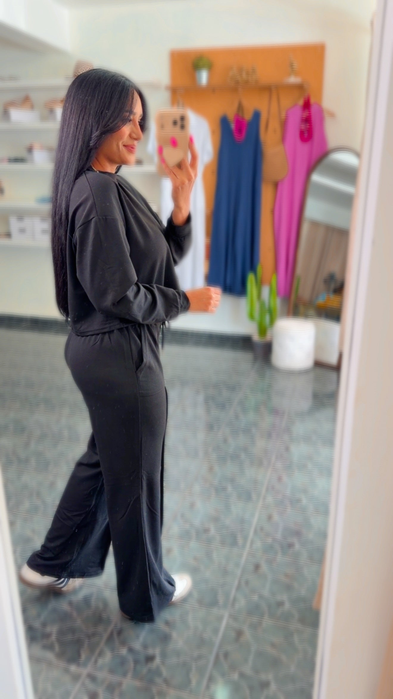 Black Seam Detail Spandex Travel Set