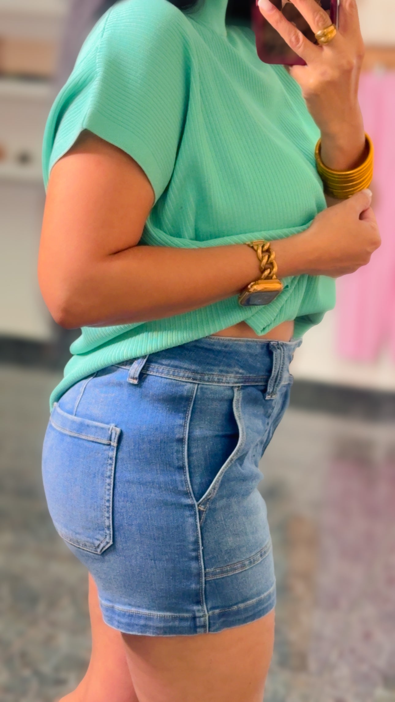 Medium Denim Spandex Shorts