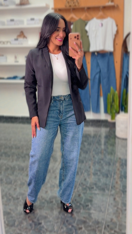Black Open Front Blazer