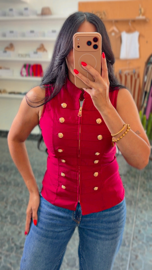 Red Napoleon Spandex Vest