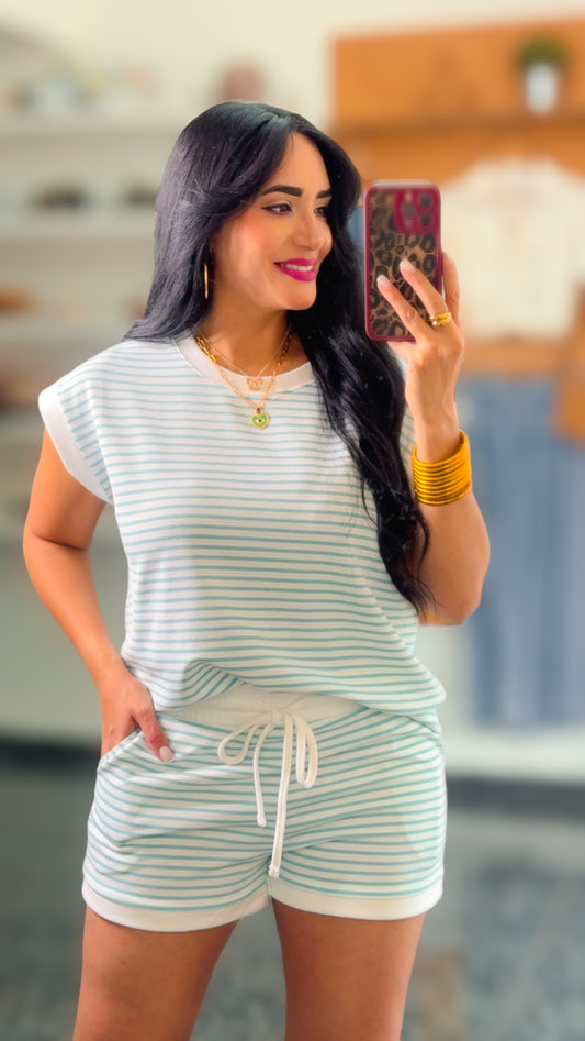 Teal Striped Set