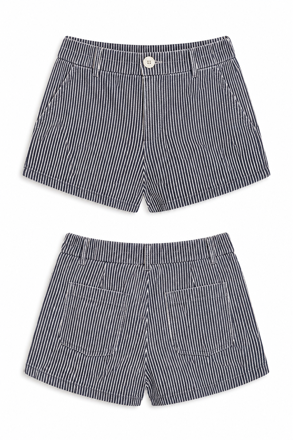 Navy/White Striped Denim Short