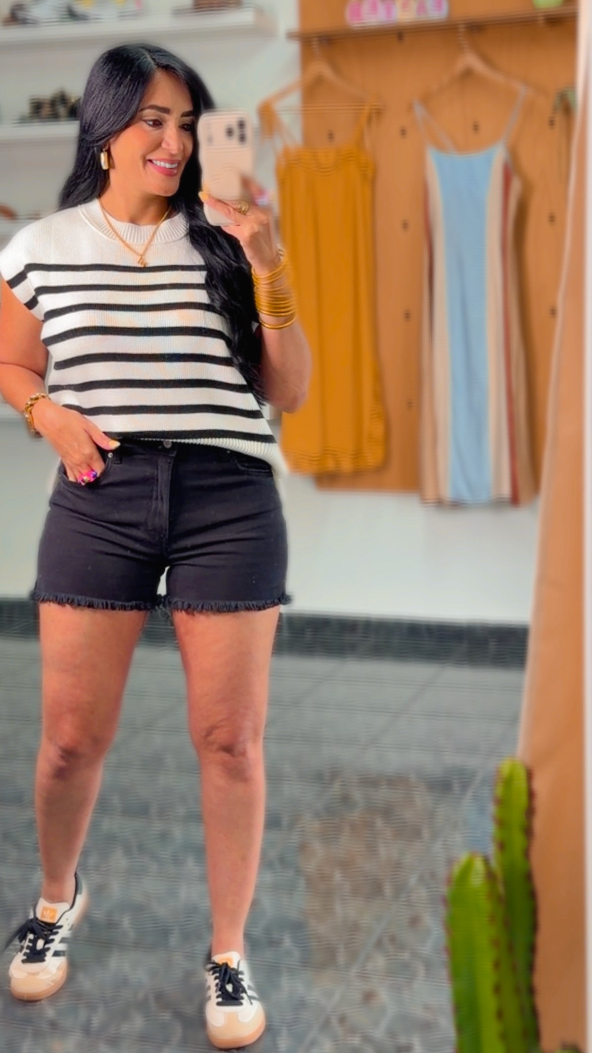 Black Spandex Denim Shorts