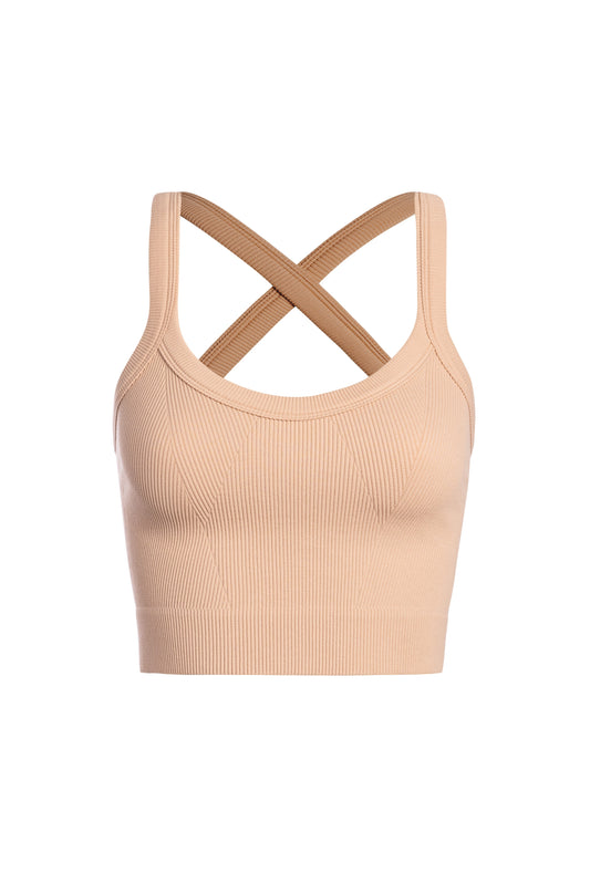 Nude X Strap Back Ribbed Crop