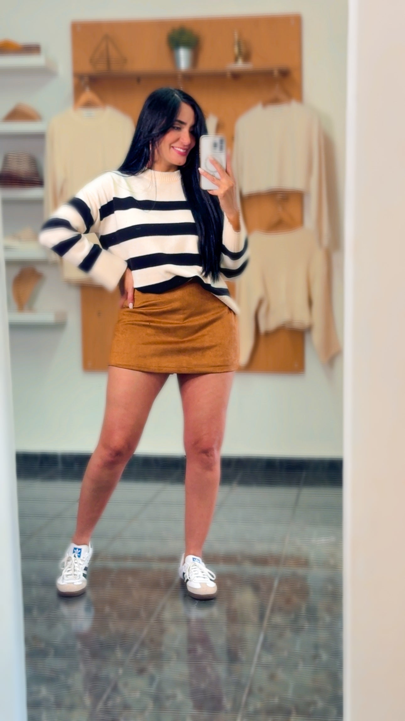 Camel Suede Skort (falda pantalón)