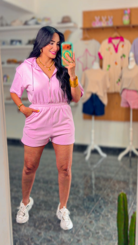 Light Pink Hoodie Romper