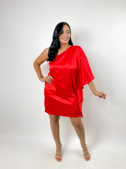 Red One Shoulder Night Out Dress