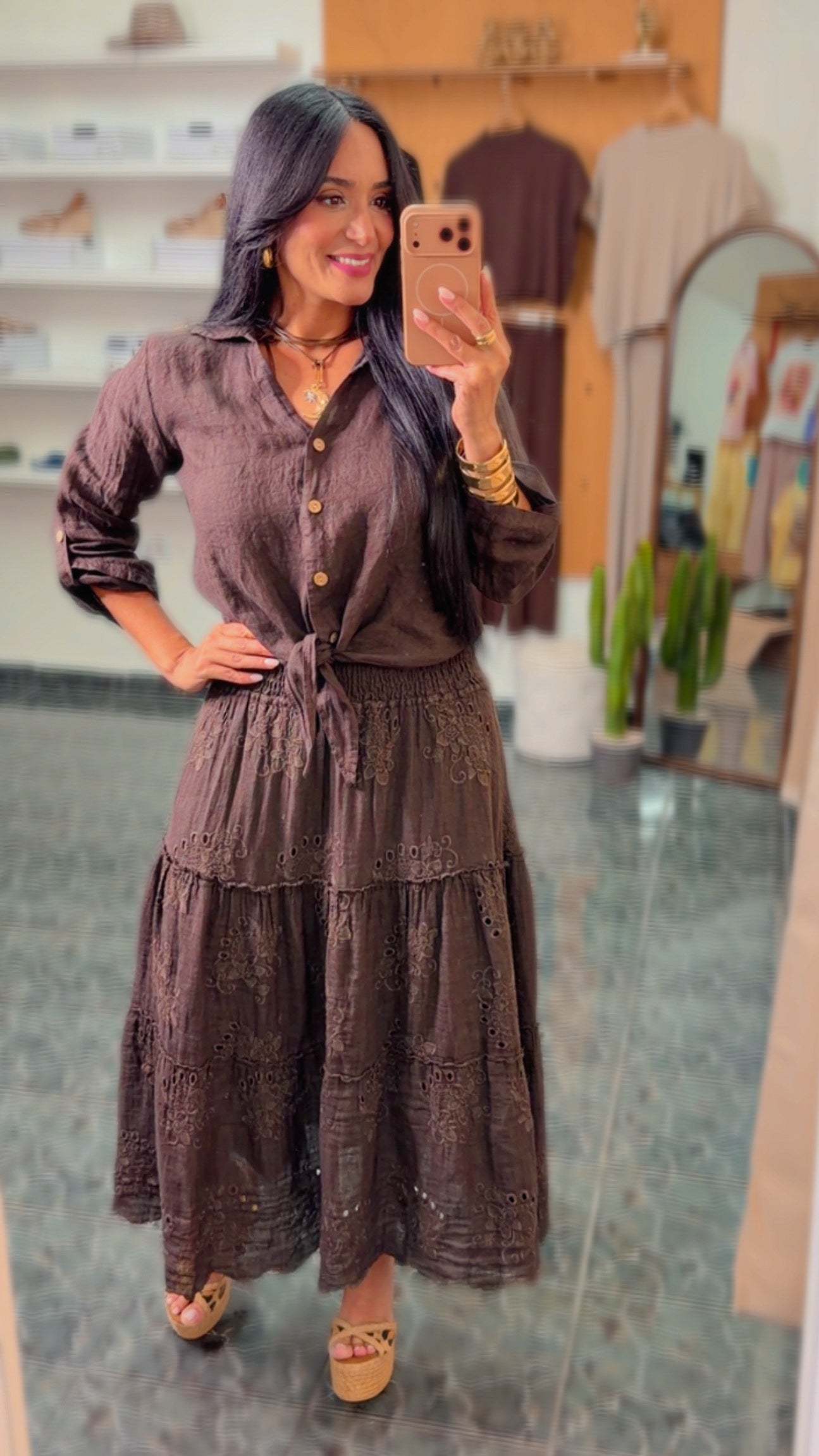 Italy Linen Maxi SKIRT & TOP set