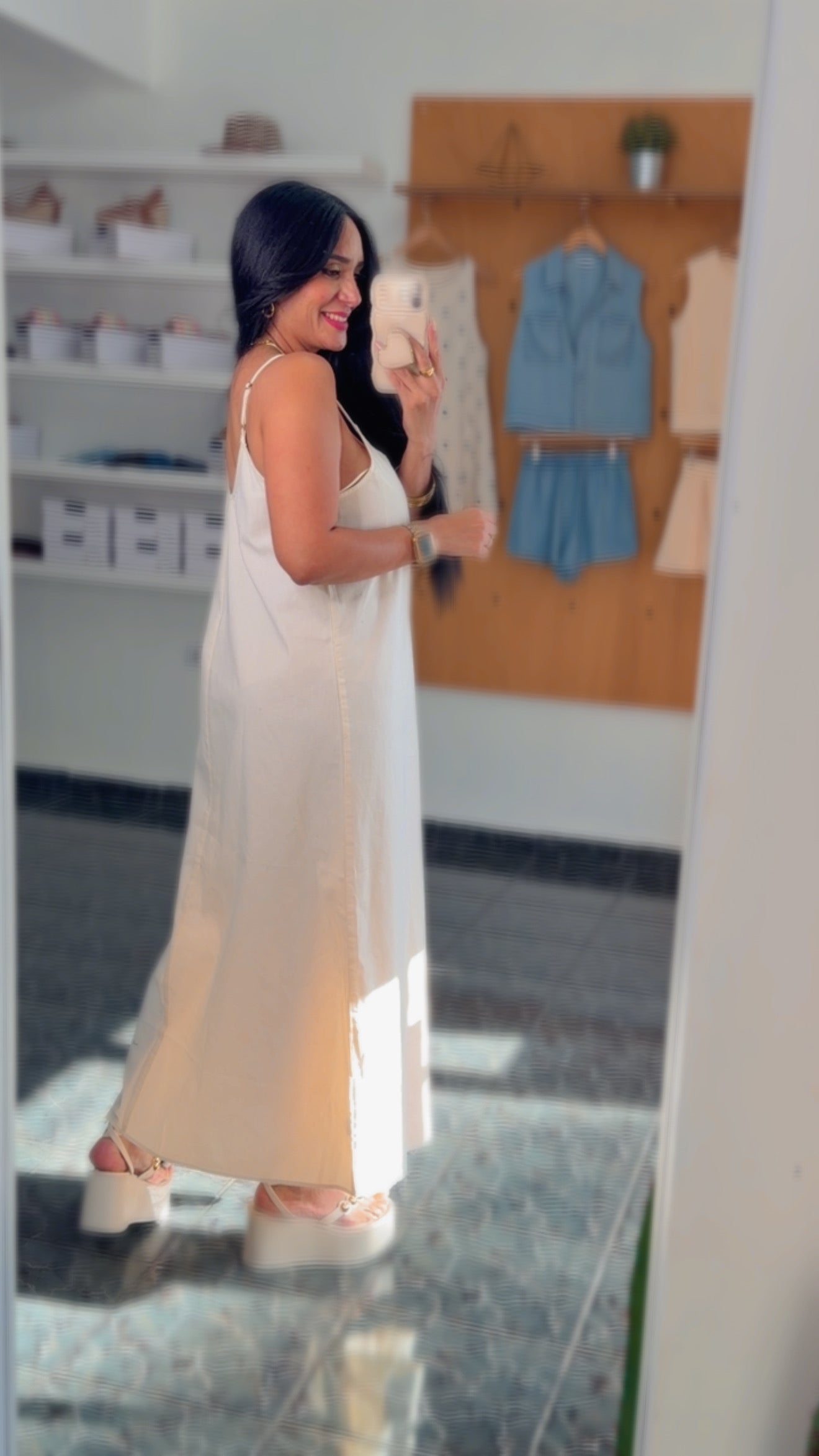 Cream Woven Maxi Dress