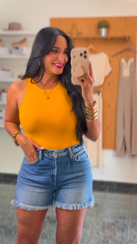 Yellow Spandex Tank Bodysuit