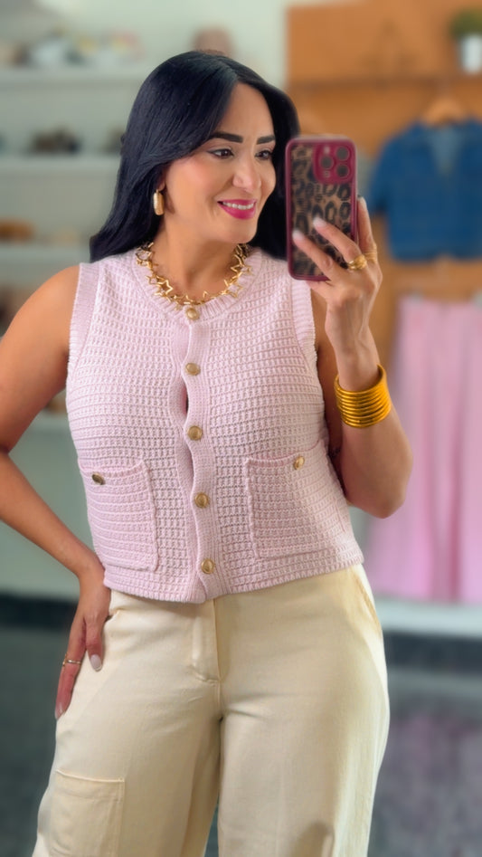 Pink Crochet Vest