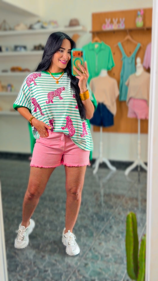 Cheetah Sequin OVERSIZED Top