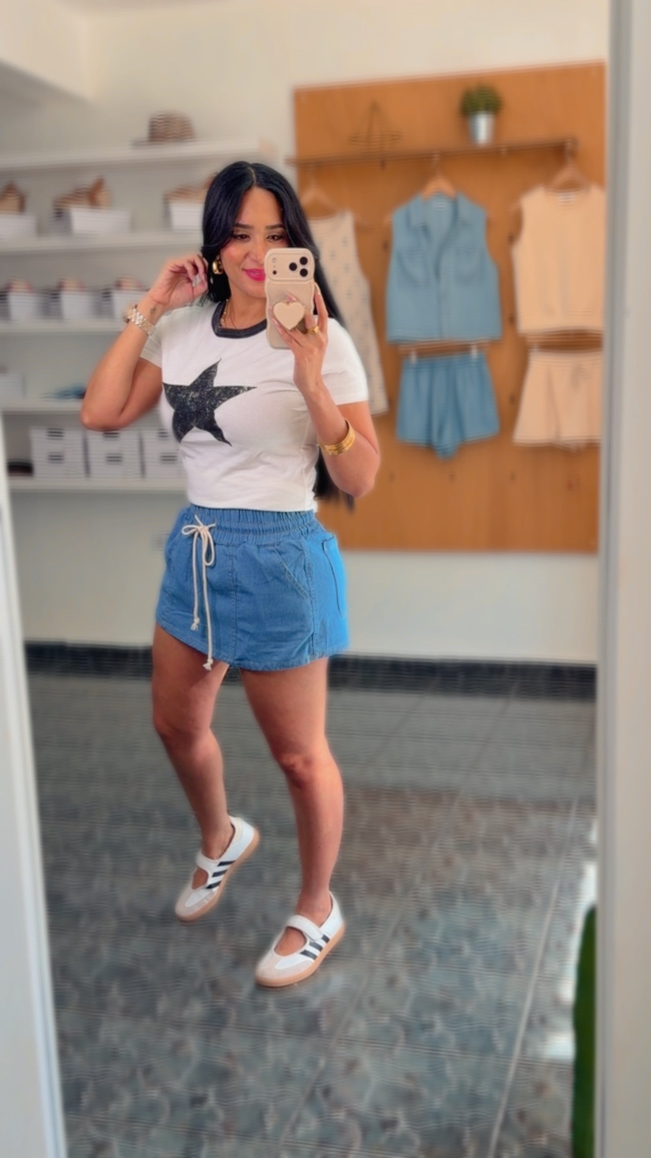 Restock Denim Skort Elastic Waist