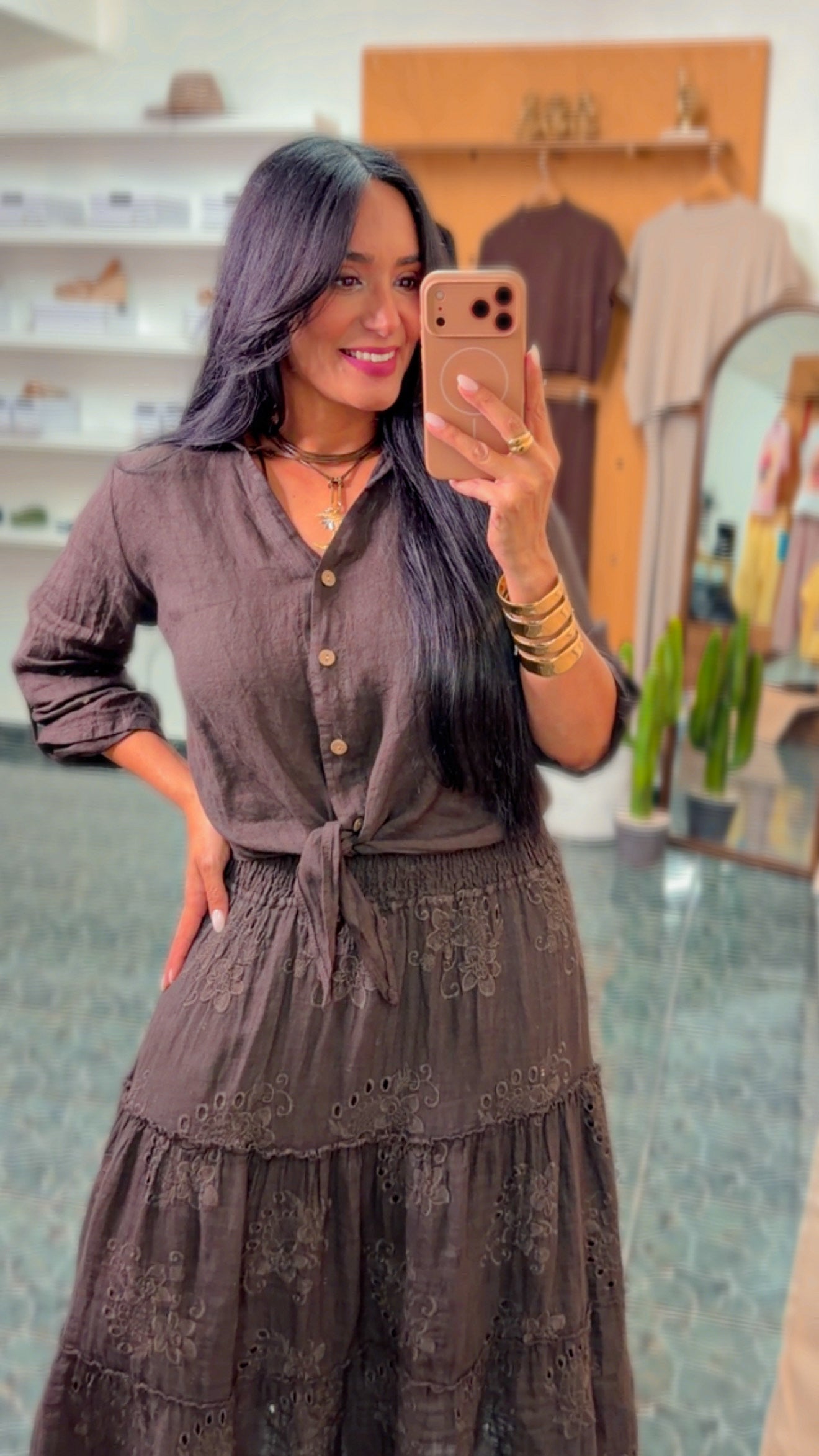 Italy Linen Maxi SKIRT & TOP set