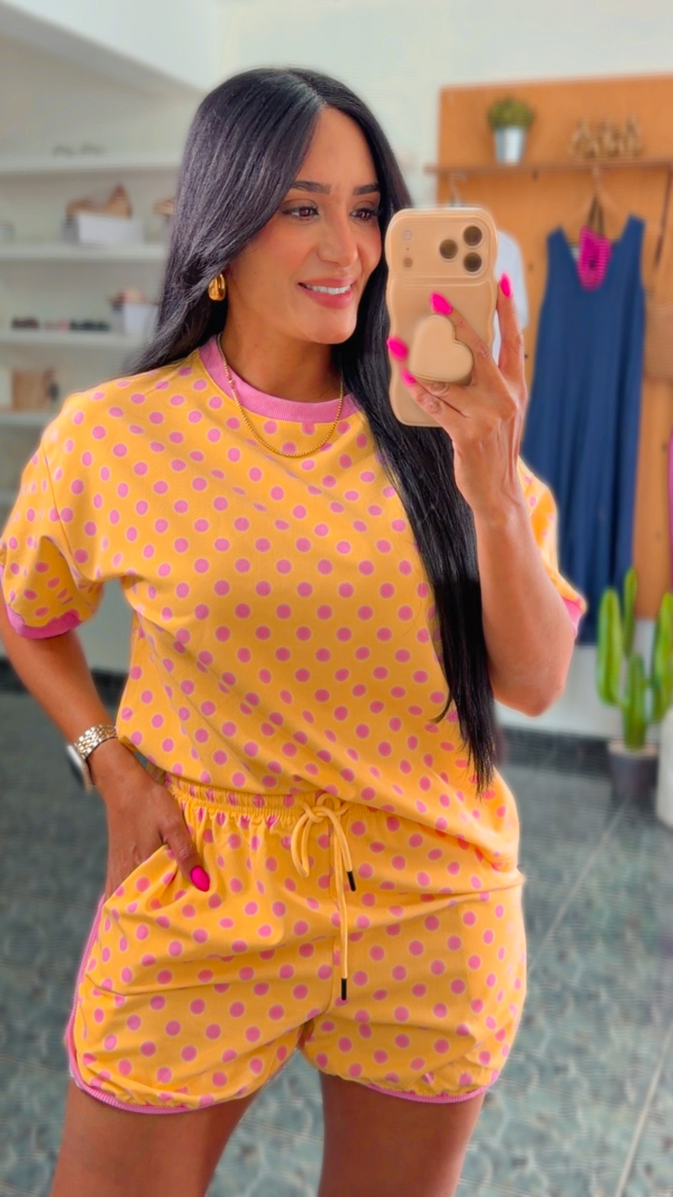 Lemon/Pink Polka Dots Relaxed Set