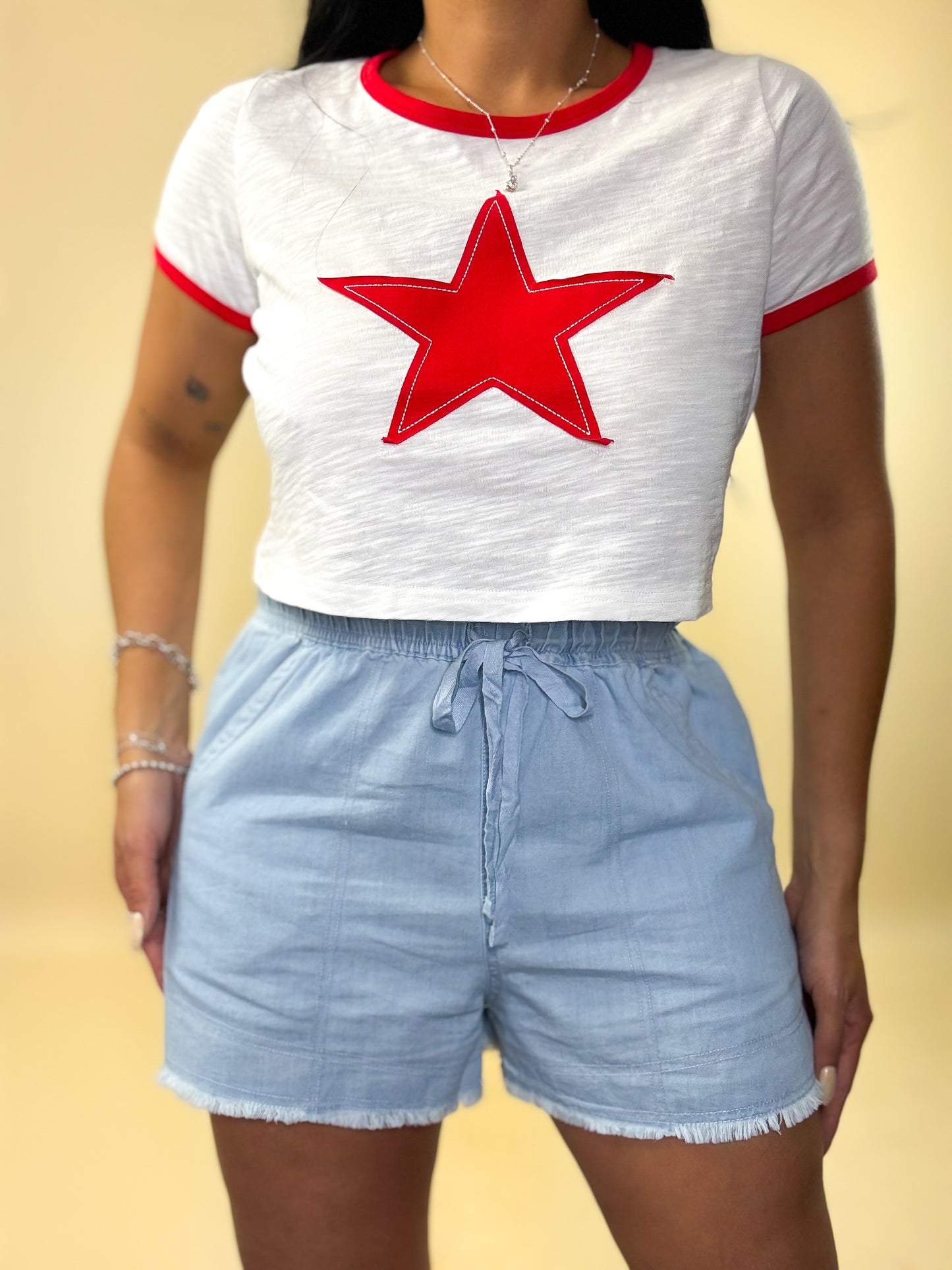 Washed Chambray Shorts