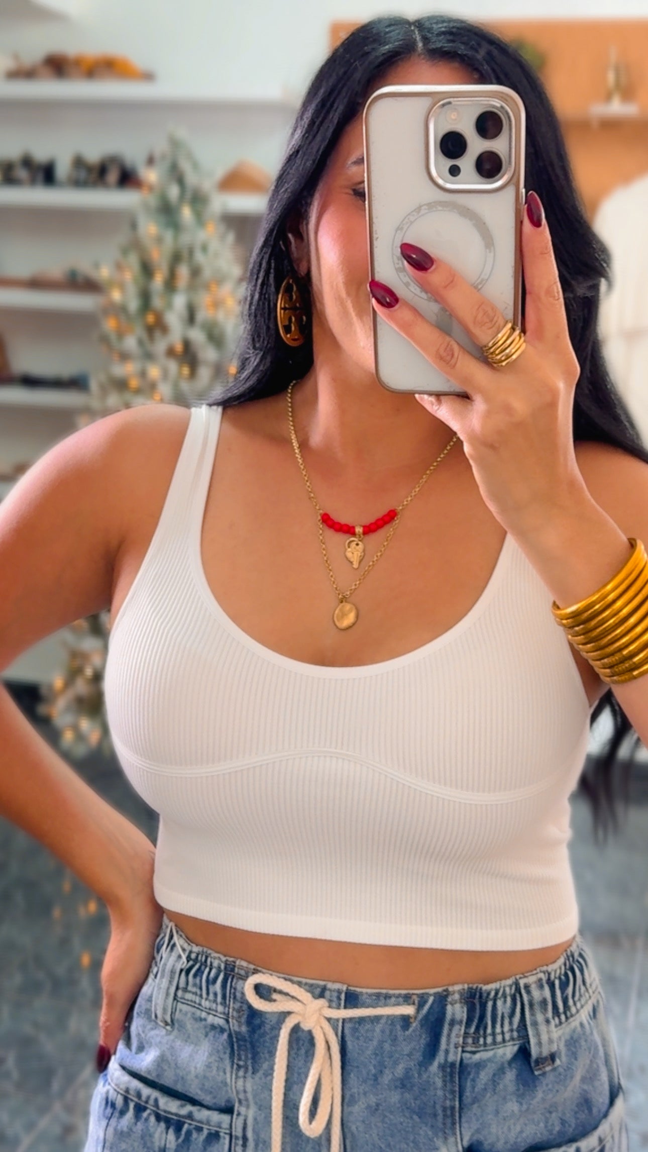 White Ribbed Soft Knit Tank Top