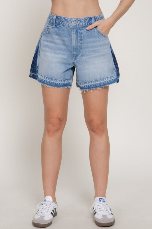 Color Block Denim Short