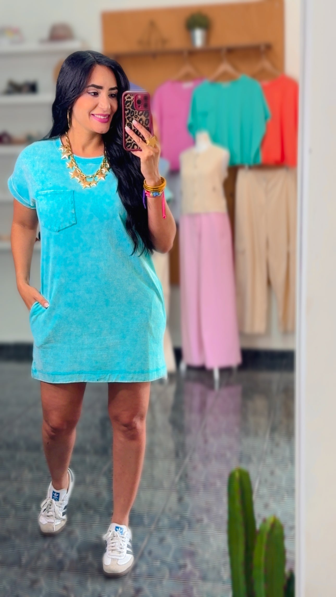 Turquoise Tshirt Pocket Dress