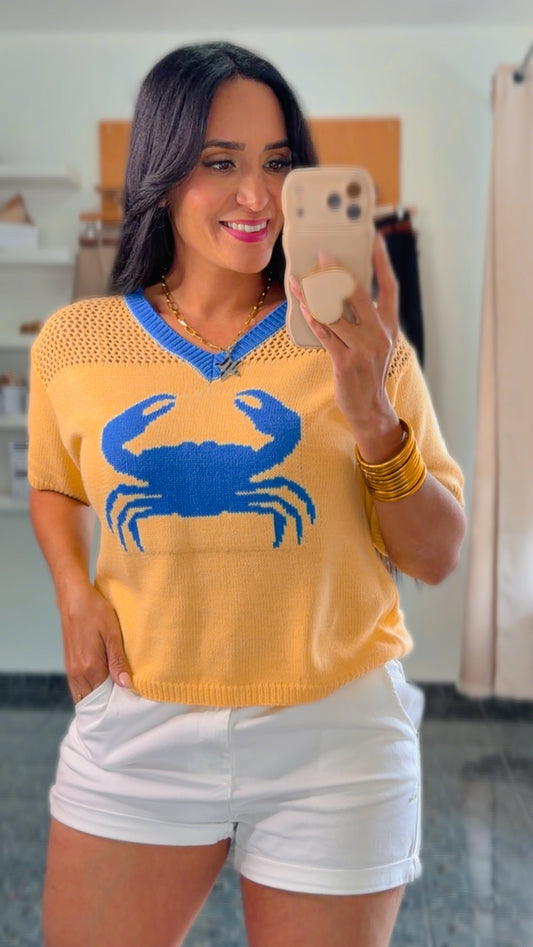 Yellow Crab Knit Top