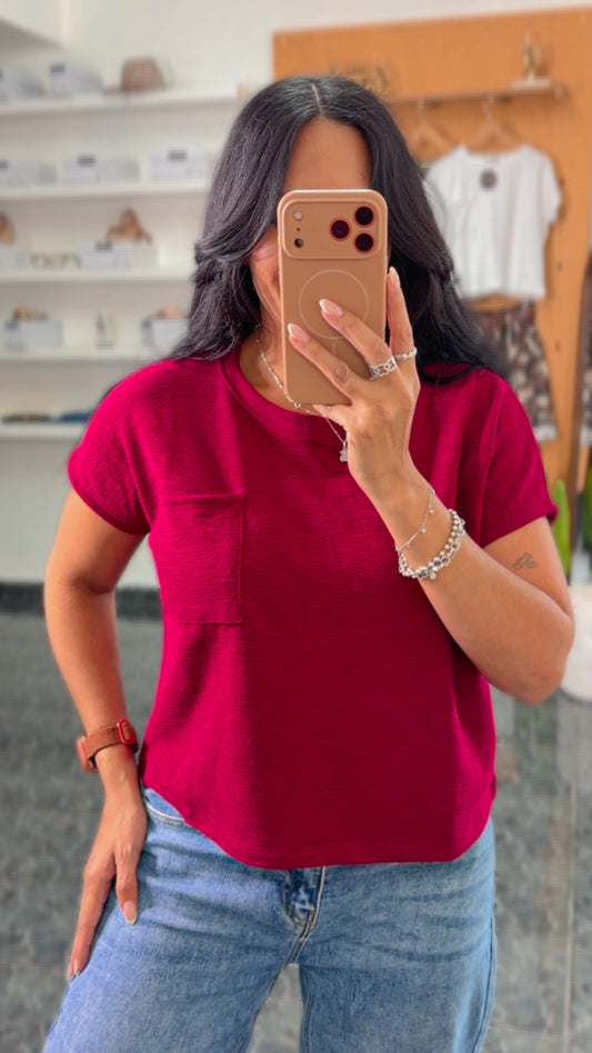 Cabernet Slub Relaxed Crop Top