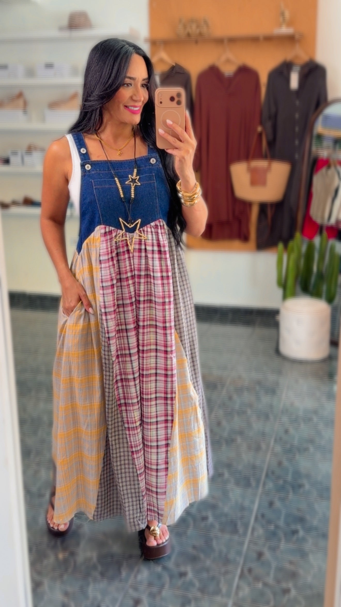 Dark Denim Patchwork Dress