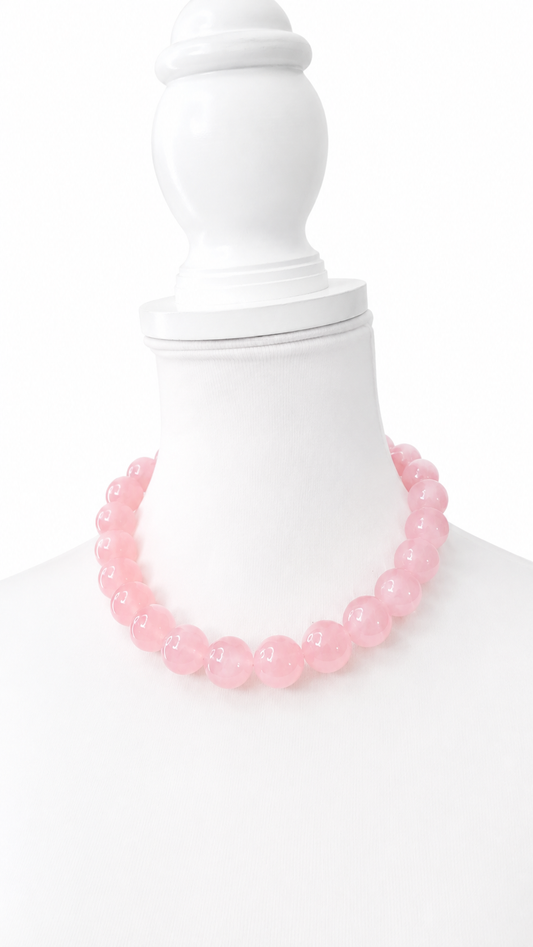 Pink Semi Transparent Beaded Necklace