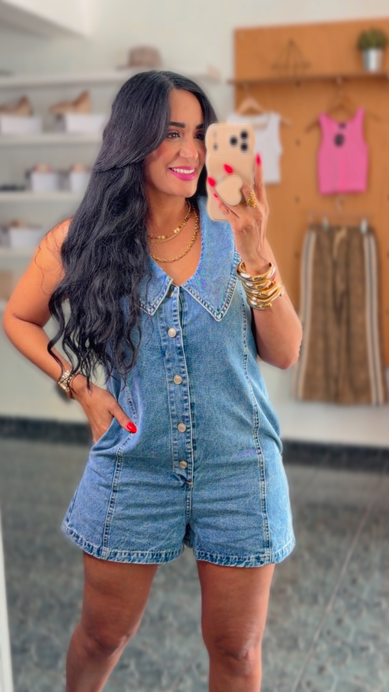 Collared Vintage Denim Romper
