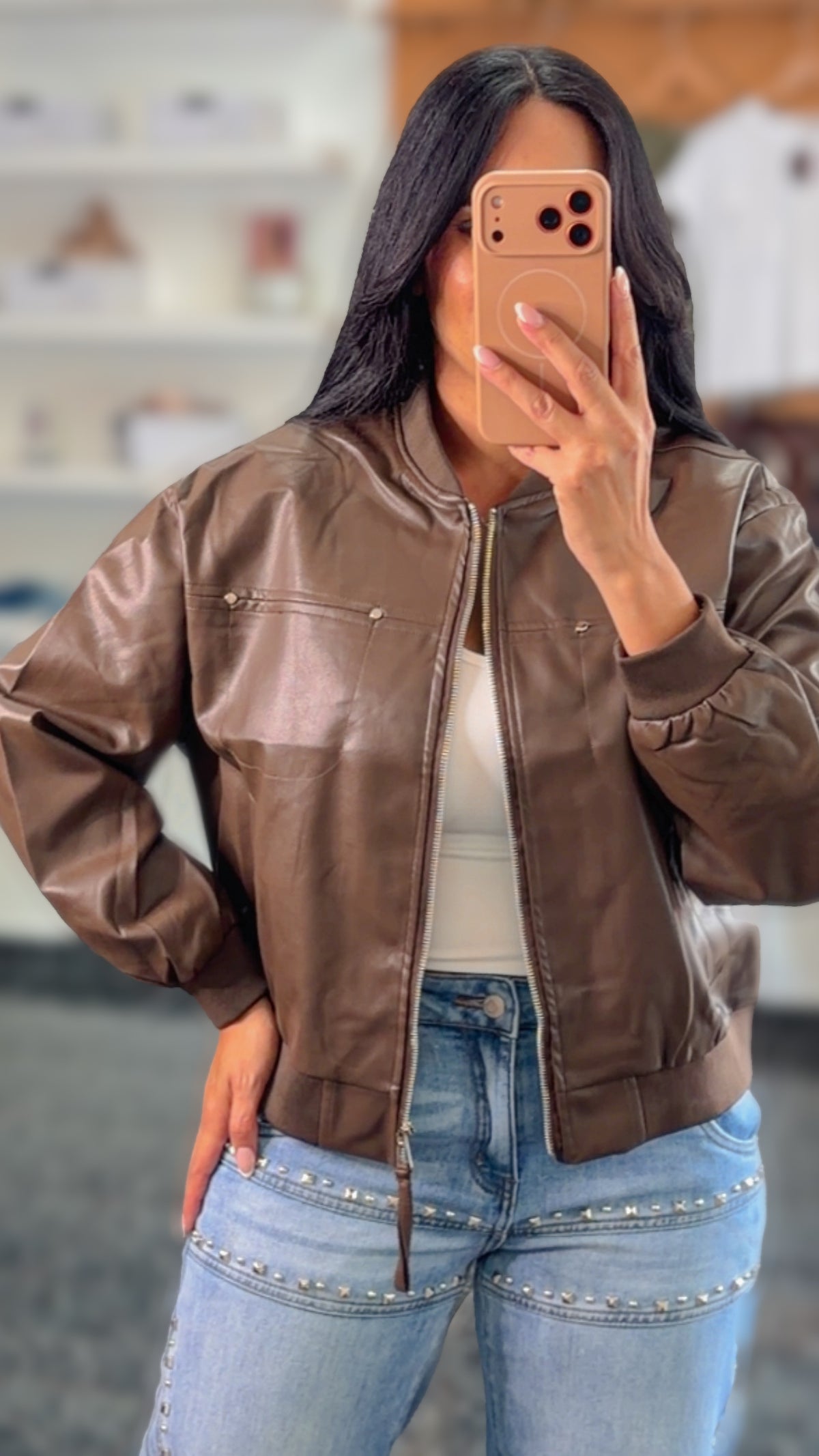Brown Onesize Leather Jacket