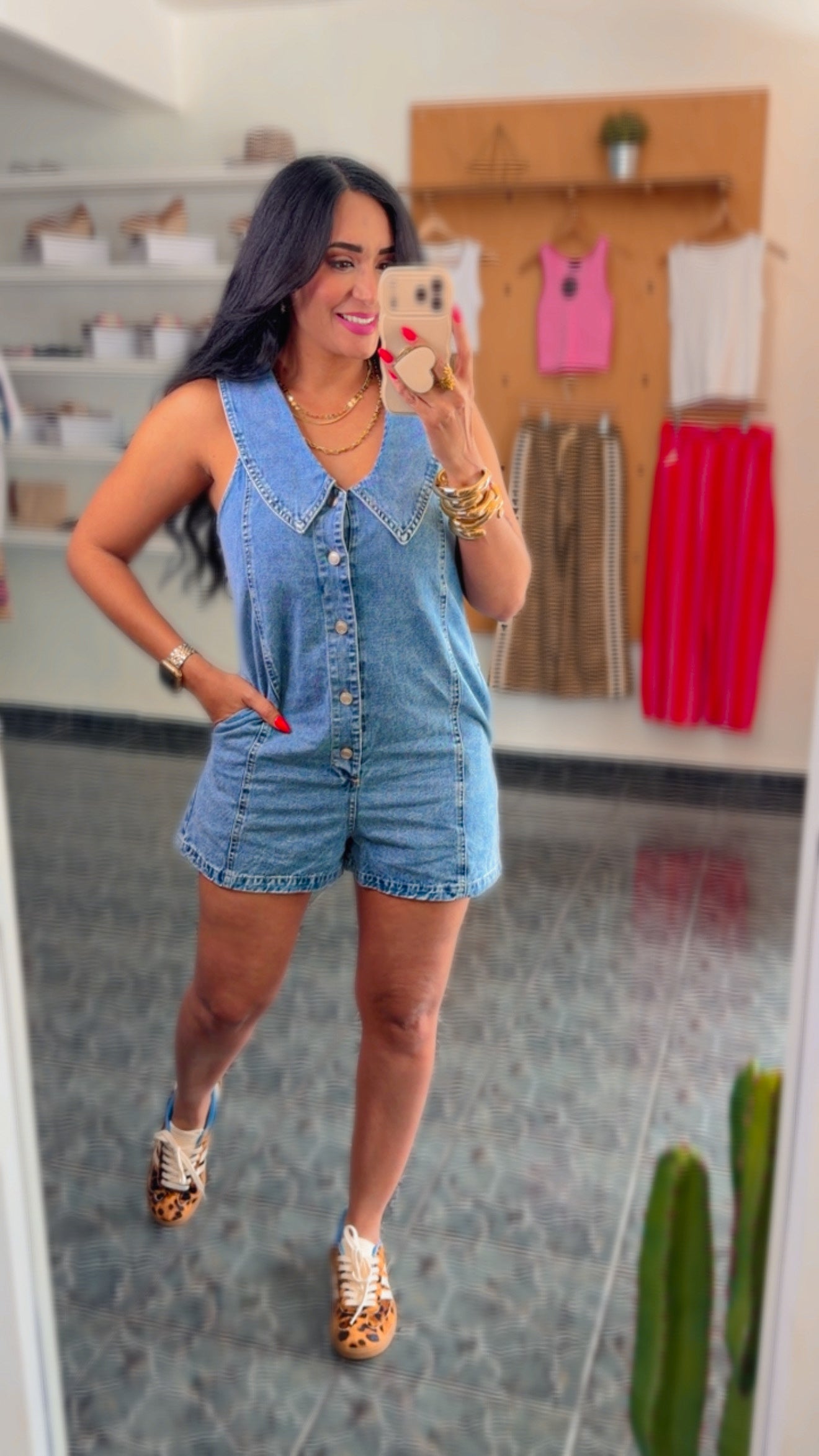 Collared Vintage Denim Romper