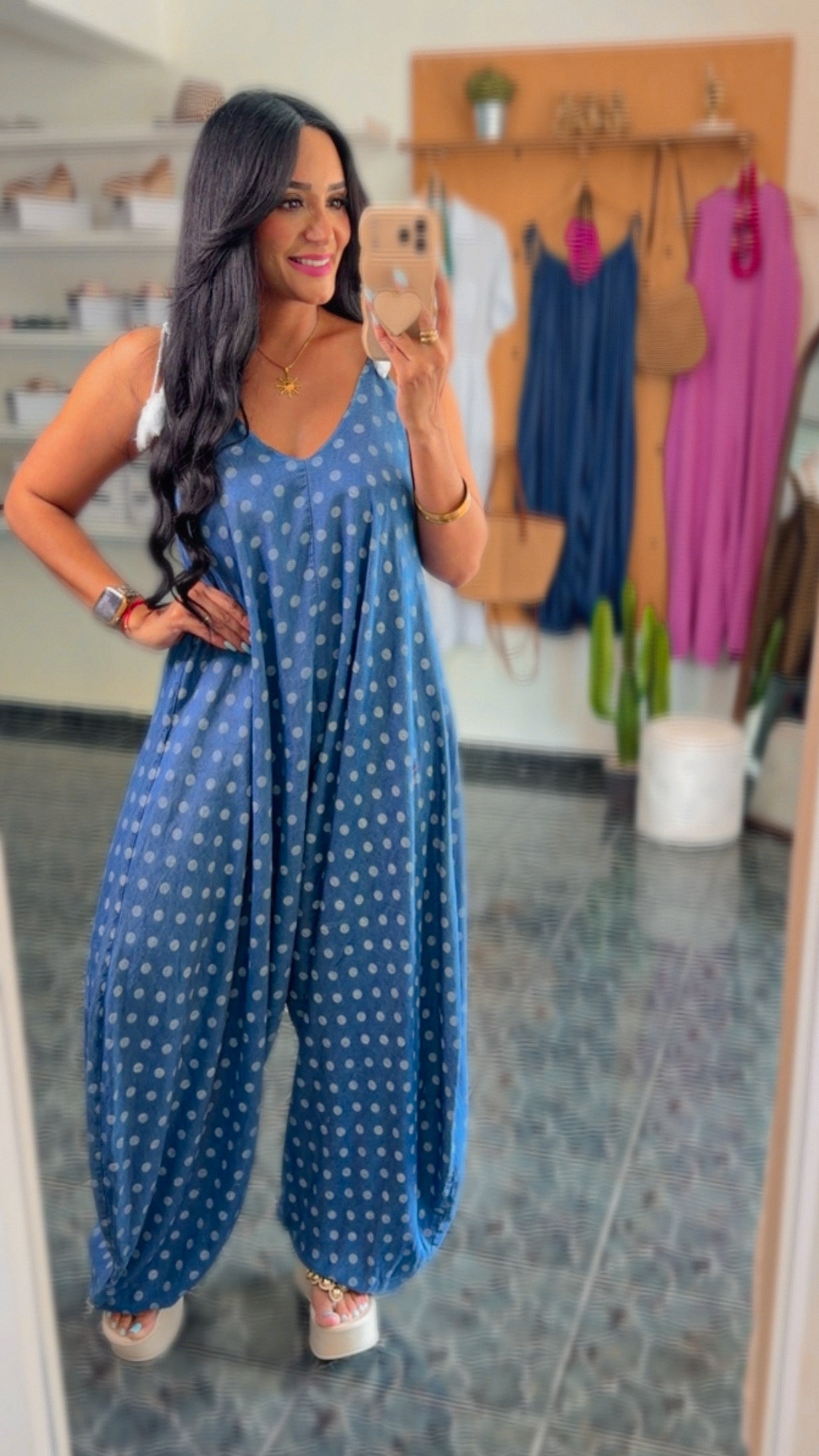 Italy Polka Dots Onesize Tencel Jumpsuit