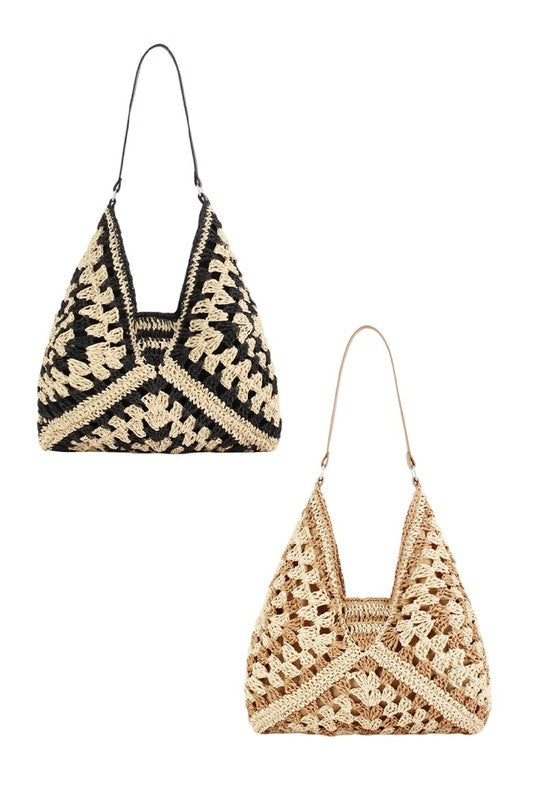 Vintage Woven Straw Crochet Bag