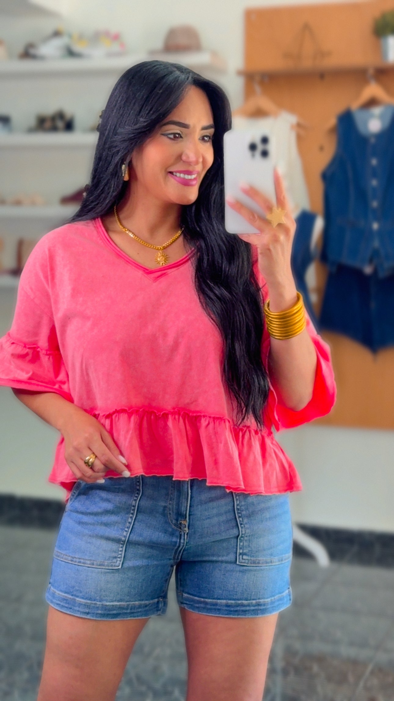 Blush Ruffle Detail Knit Top